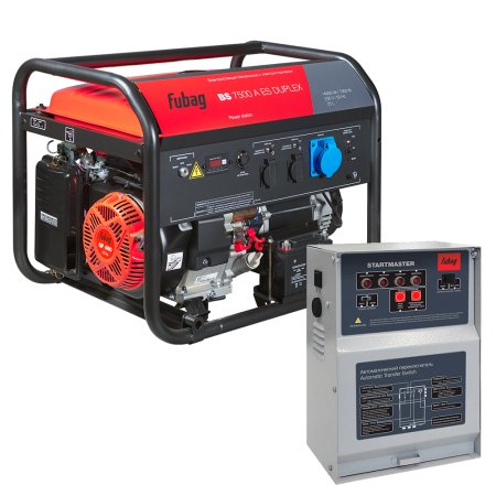 FUBAG Бензиновый генератор с электростартером и коннектором автоматики BS 7500 A ES DUPLEX + Блок автоматики Startmaster BS 11500 D (400V) для трехфазных сетей в ПОДАРОК